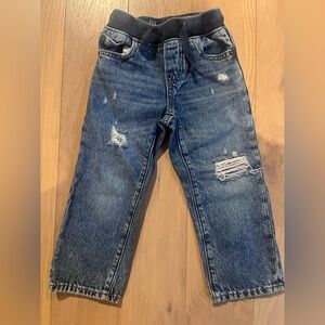 GAP Kids Dark Blue Distressed Denim Jogger Jeans
